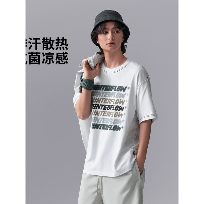 Li Ning CF Rastreamento de Manga Curta Verão Masculino Série Ao Ar Livre Moda Respirável Na Moda Solta Camiseta de Manga