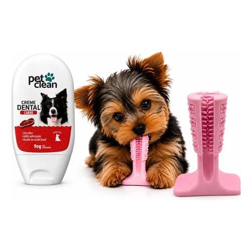 Pasta De Dente P/ Cães Gatos Pet Clean 90g Mordedor Pequeno Carne