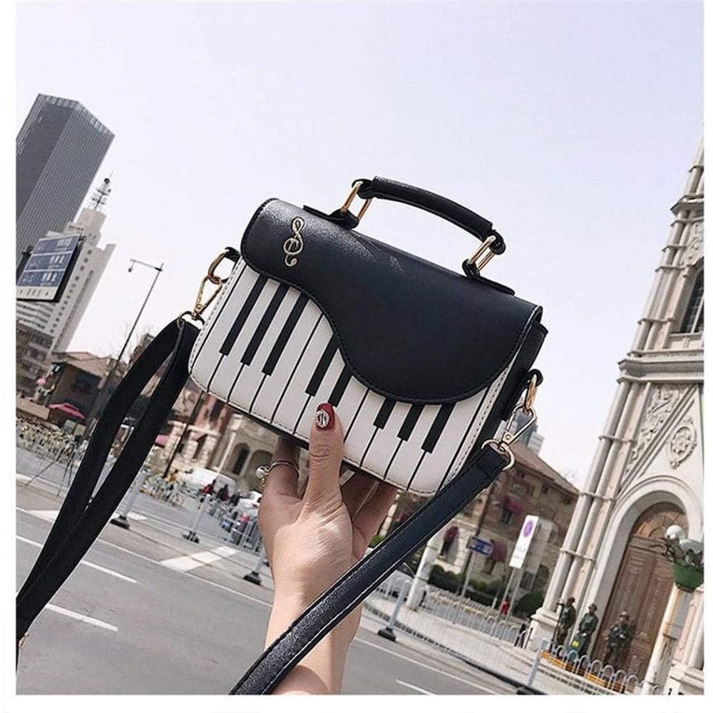 WILDFINDINGPianoMusicNotesPUBolsa de Ombro em Couro, Bolsa Transversal, Bolsa de Mão para Mulheres e Meninas (), 14cm