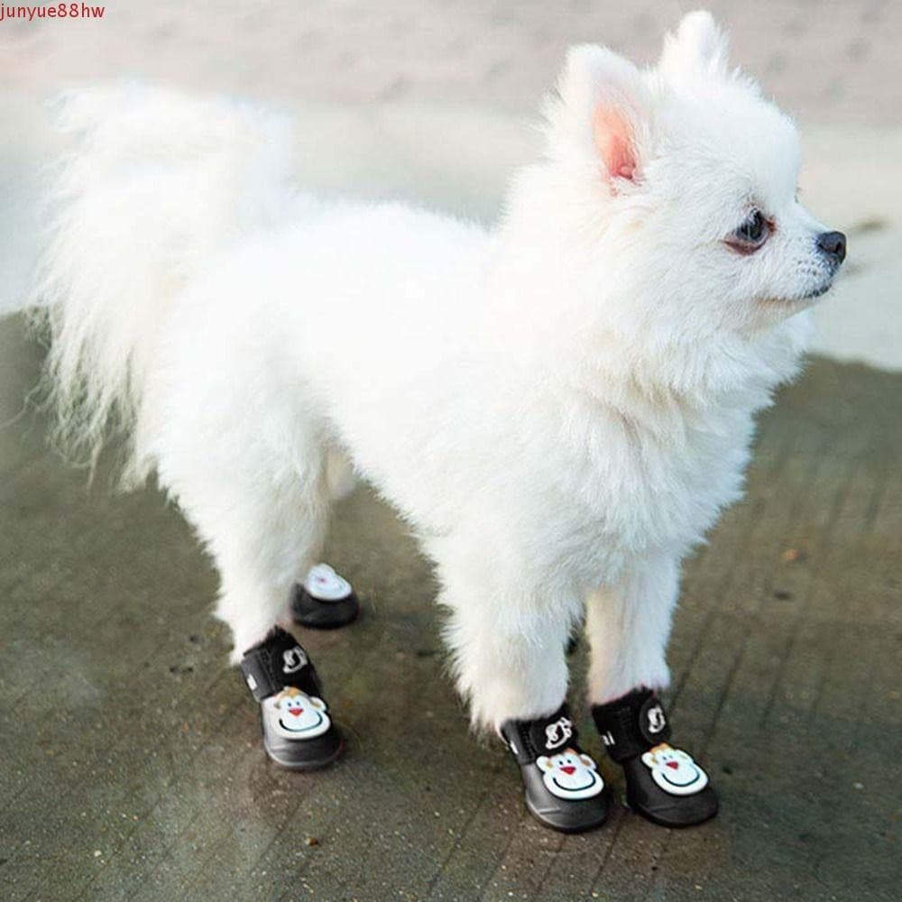 JUNYUE 4 Peças De Sapato De Chuva Para Animais De Estimação , Sapatos Cachorros Com Padrão De Desenho Animado Em PVC , C