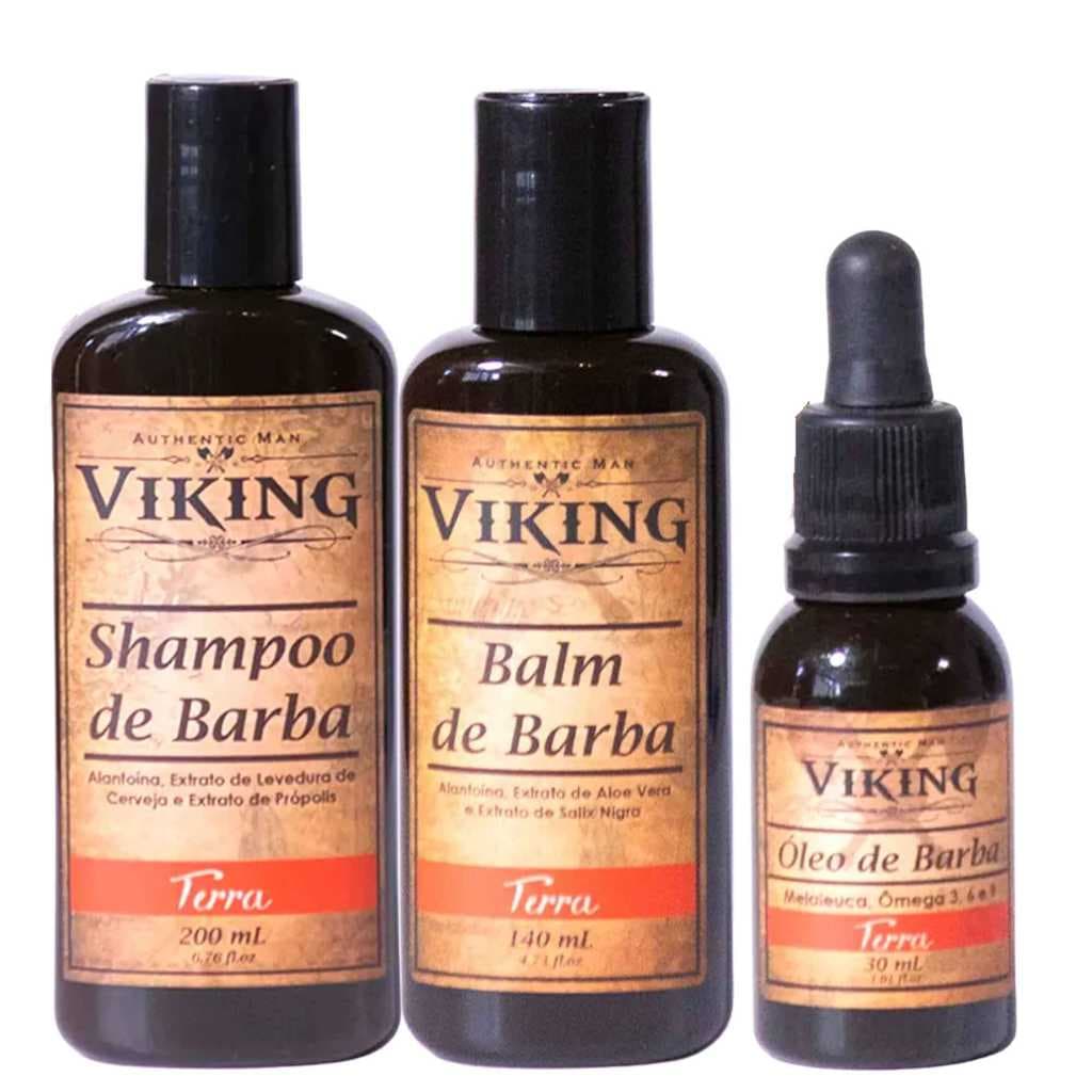 Shampoo de Barba Terra 200ml  + Balm de Barba Terra 140ml + Óleo de Barba Terra 30ml