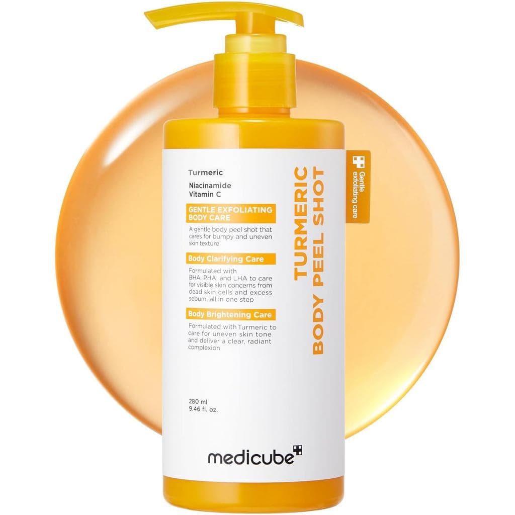 medicubeBodyPeelShotcomCurcuma | Sérum Esfoliante GentleBody com BHA, LHA e PHA para Células Mortas, Pele Irregular e Ex