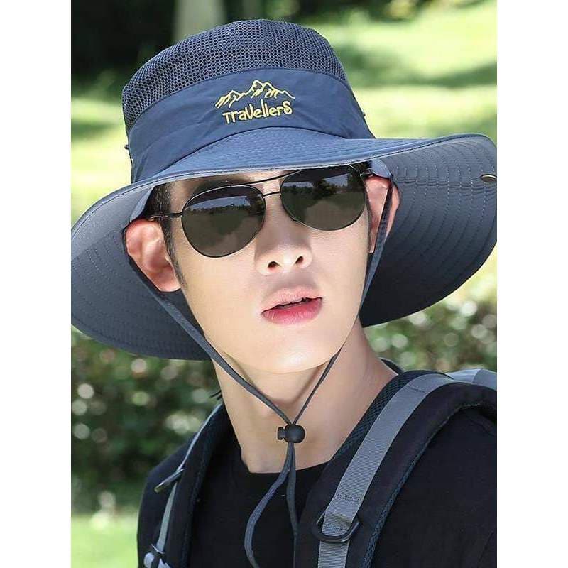 Chapéu masculino verão chapéu de sol ao ar livre respirável chapéu de sol masculino ciclismo chapéu balde montanhismo pe