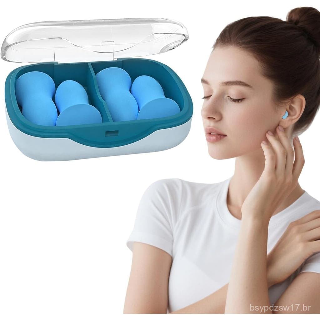 Estojo Portátil com Protetores Auriculares para Dormir, 20 Unidades de Protetores Auriculares com Cancelamento de Ruído,