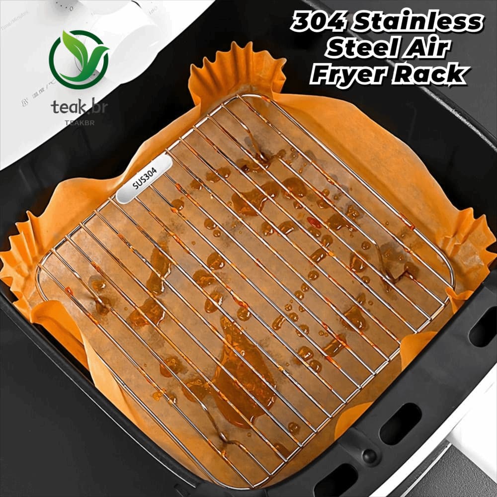Rack De Cozinha TEABR , Aço Inoxidável 304 Com Para Fritadeira De Ar Pés , Grelha Quadrada Redonda Grossa