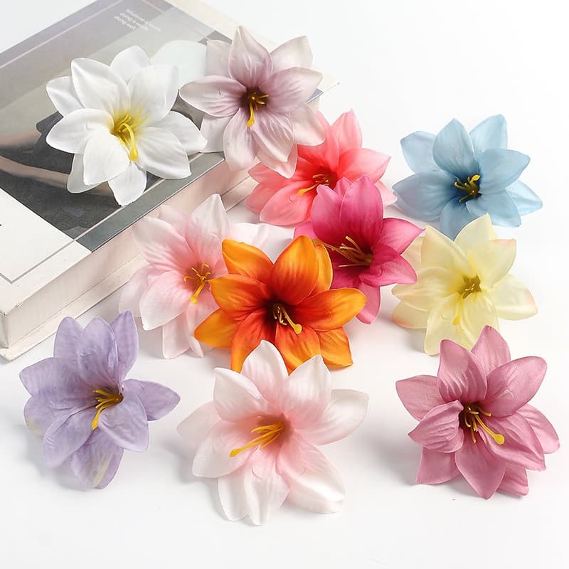 10 Peças Cabeças De Flores De Lírio Artificial De 9cm Para Decoração De Casamento , Artesanato DIY , Presentes , Acessór