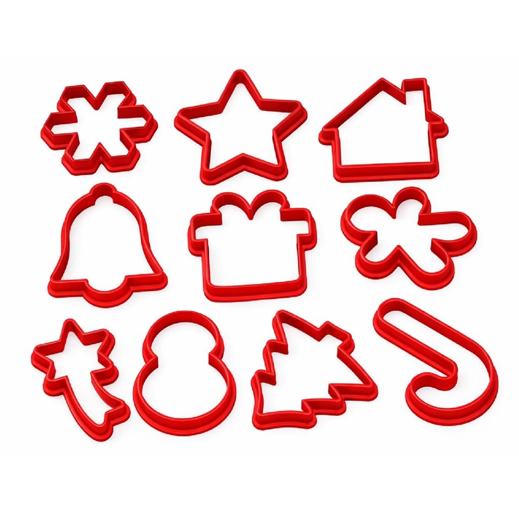kit cortador biscoito natal 10 peça diferente forma variadas decoracao natalinas forma 8 cm vermelho
