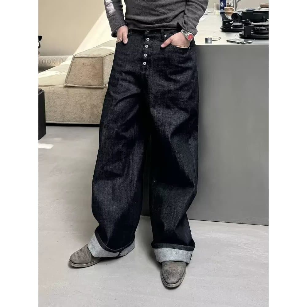 Estilo Hong Kong na moda masculina verão novo estilo 2025 carta única Jeans Hip Hop ins na moda High Street na moda rufi