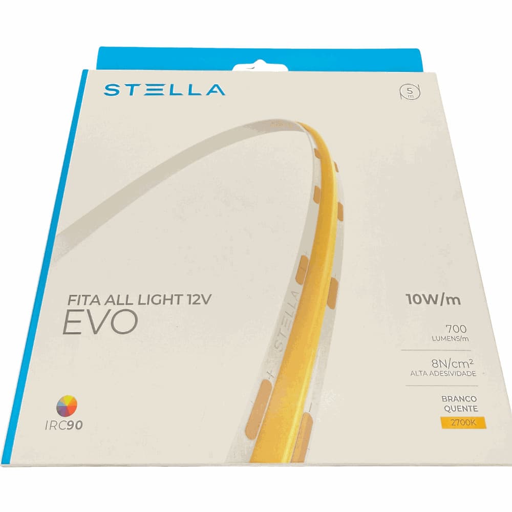 Fita Led All Light Evo 5 Metros IRC 90 2700K 10W/M 12V 8mm - Stella STL24814/27