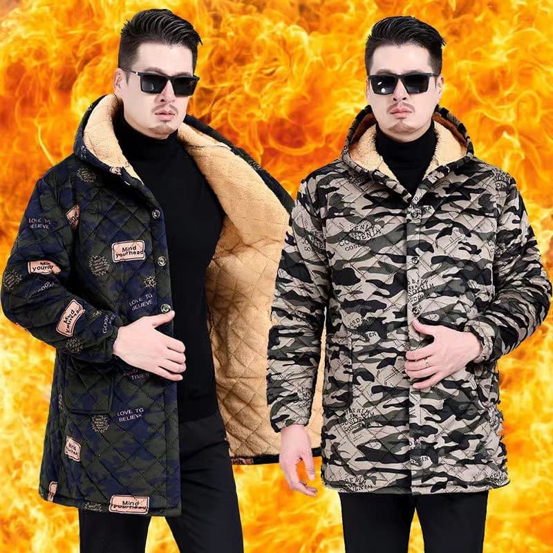 Macacão acolchoado de algodão masculino forro de lã inverno quente engrossado algodão acolchoado jaqueta solta resistent