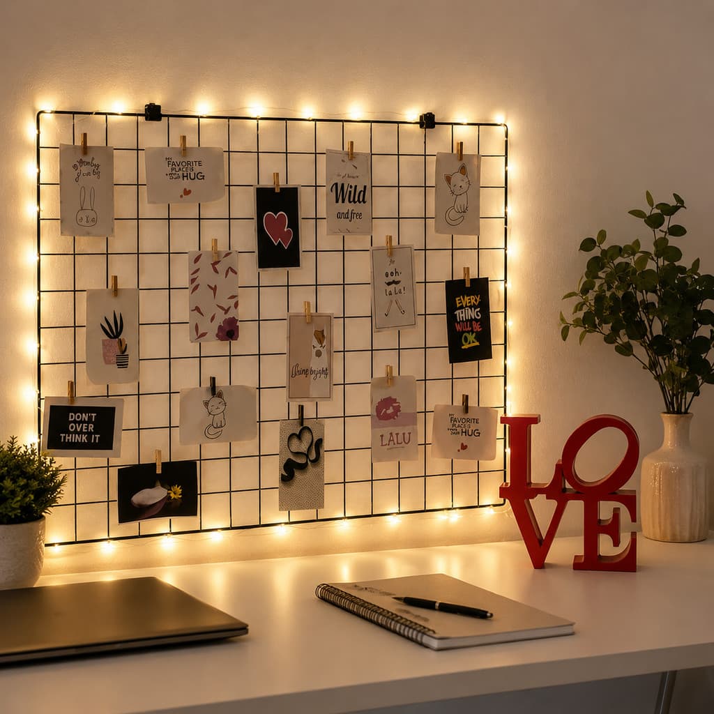 Mural De Fotos Memory Board 60x80 + Letreiro Decorativo Love