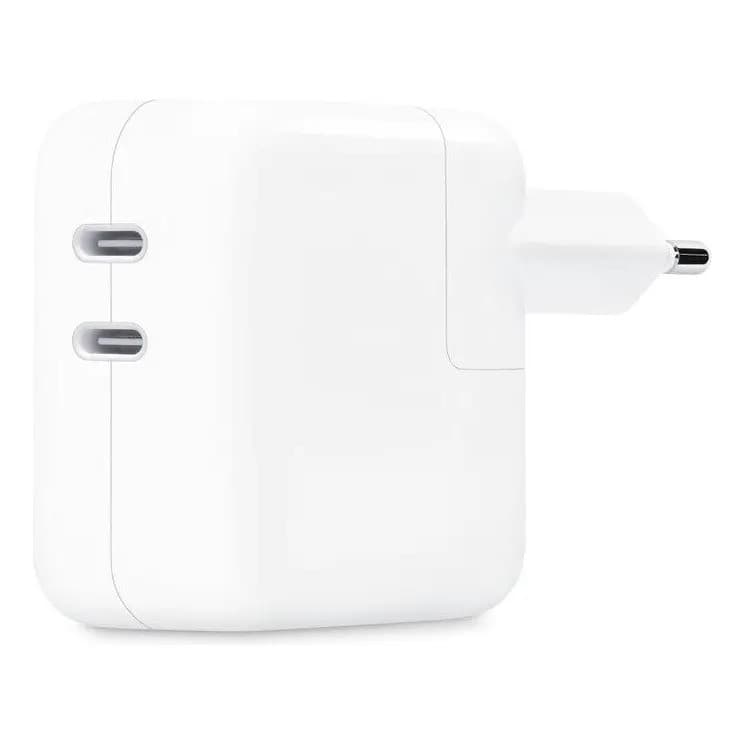 Carregador 35w Dual Usb-c Para iPhone Apple Watch Mac Branco
