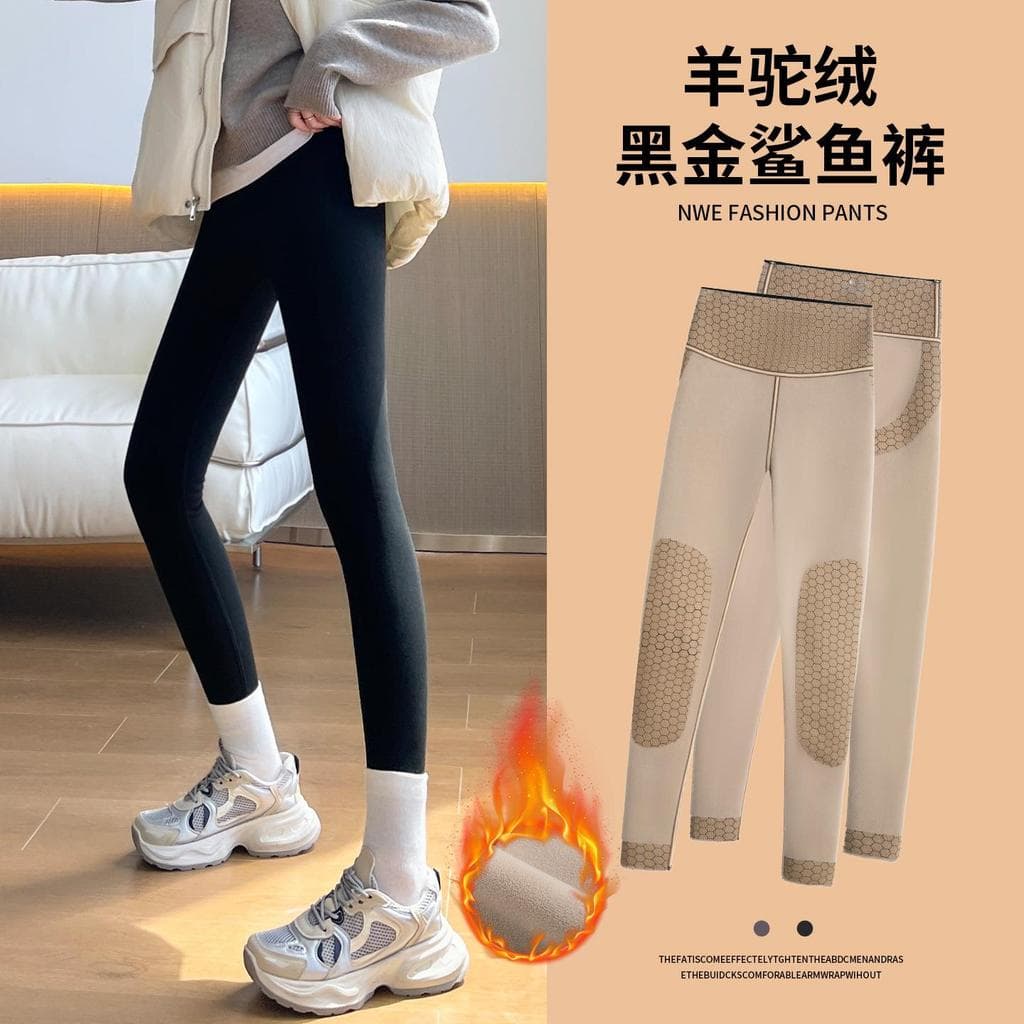 MUJI Inverno Extra Grosso Lã-Fleece-Calça Tubarão Feminina Desgaste Exterior Nuvem Fleece Estreito-