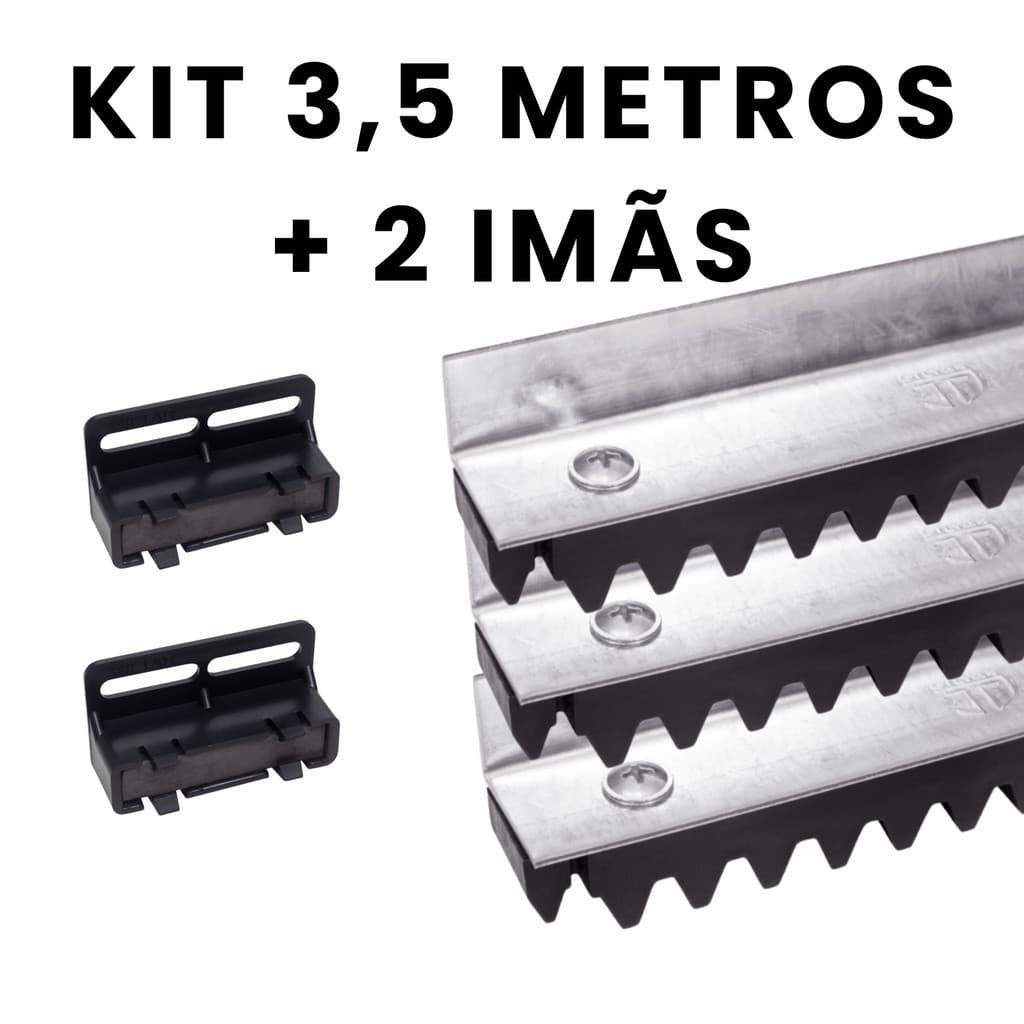 Kit Cremalheira GILTAR de Ferro 3,5m + 2 Imã Fim de Curso Auto encaixe Residencial