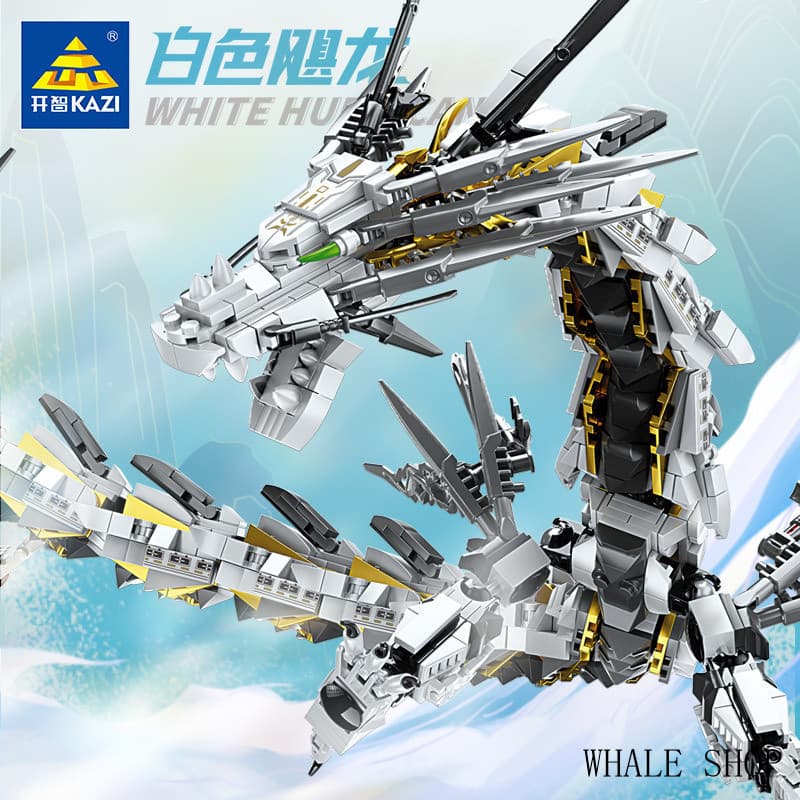 [Blocos de construção de combate Dragon Mecha] Mecânico deformável Flying Dragon Sky Beast STEM Modelo 6-12 anos Menino