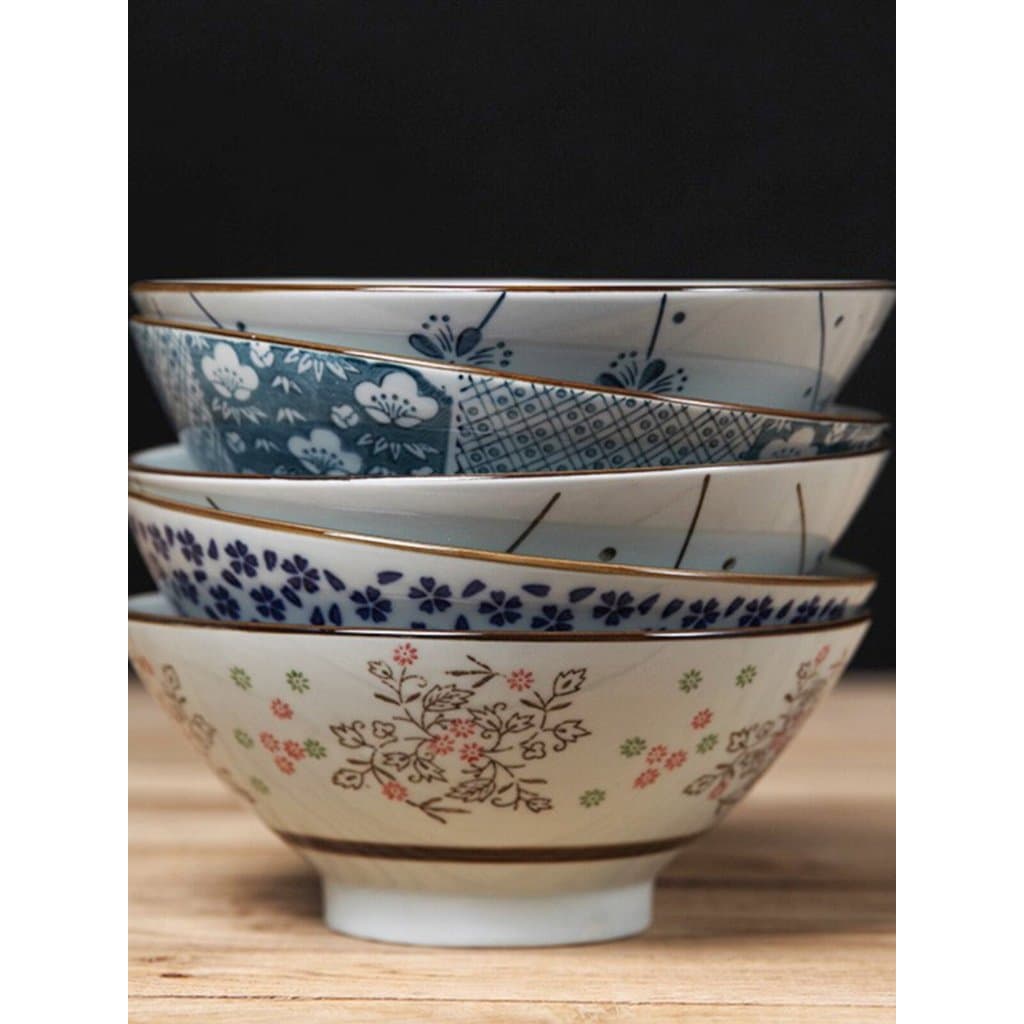 Estilo japonês quatro estações japonês talheres tigela de macarrão tigela de sopa criativo Underglaze cor casa tigela de