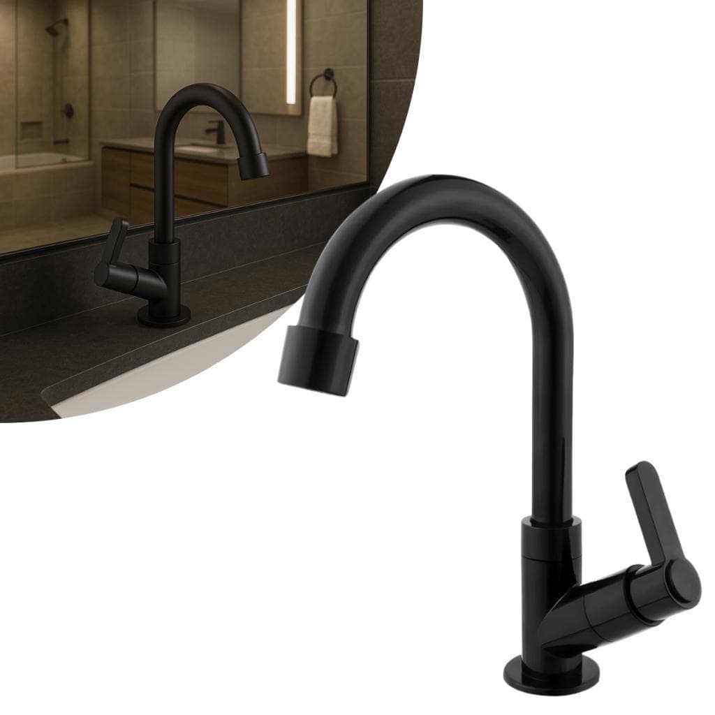 Torneira de Lavatório Bruen Black 1198 C63 - Bica Móvel Fosco 1/4 de volta 1/2 e 3/4