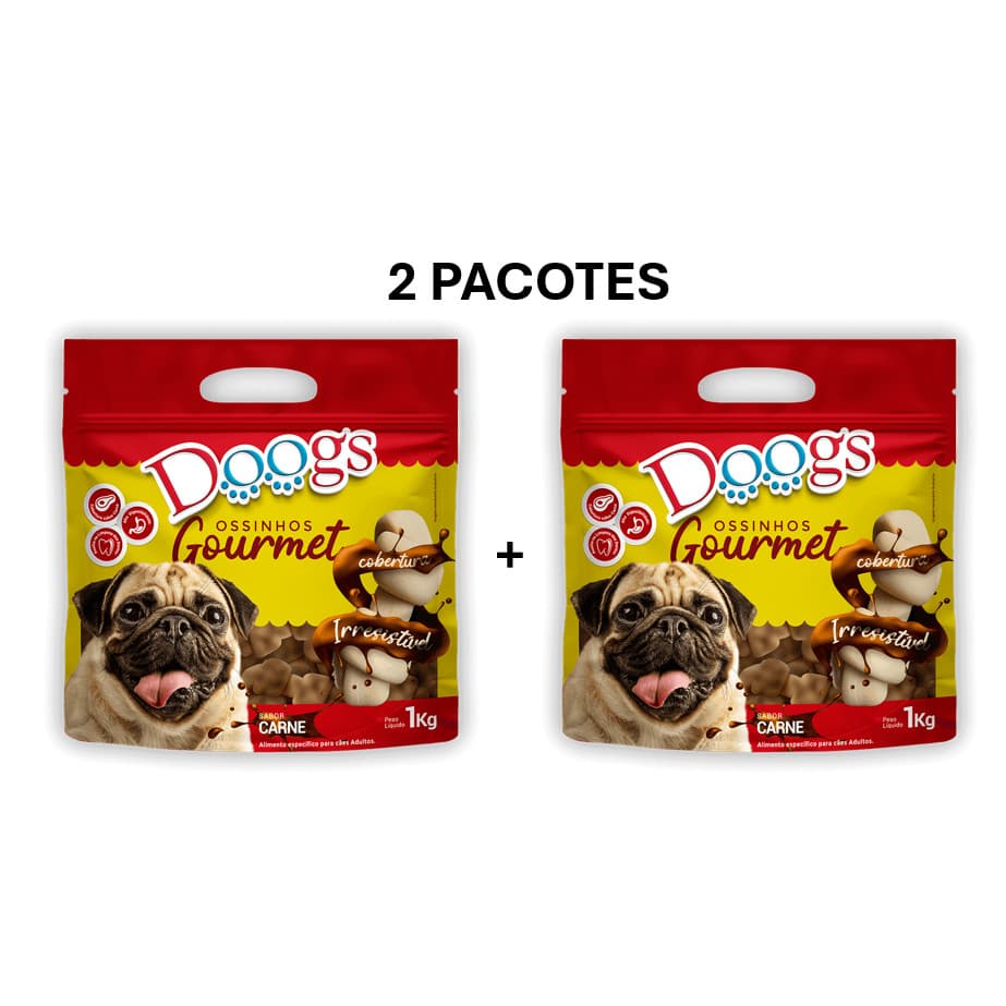 Ossinho Gourmet Doogs Medios Sabor Carne 1Kg - 2 UNIDADES