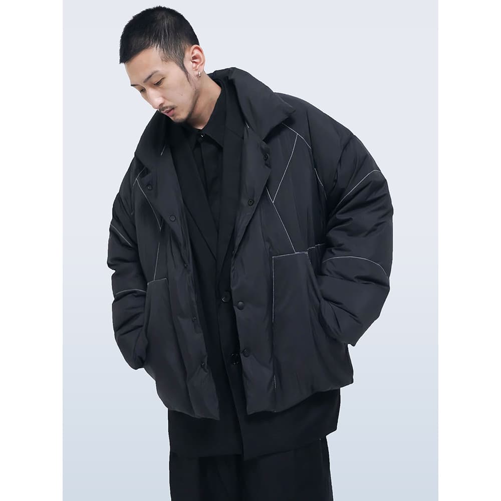 STR: DOWN JACKETS/90A Estrutura de pato branco com costura acolchoada e Design jaqueta curta