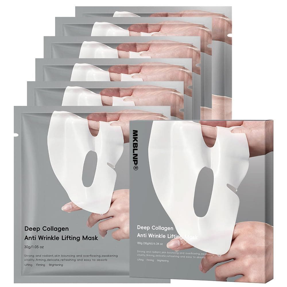 Máscara Facial de Colágeno Hidratante Noturna (6 peças/1 caixa) Máscara Antirrugas e Firmadora de Colágeno Profundo - Fi
