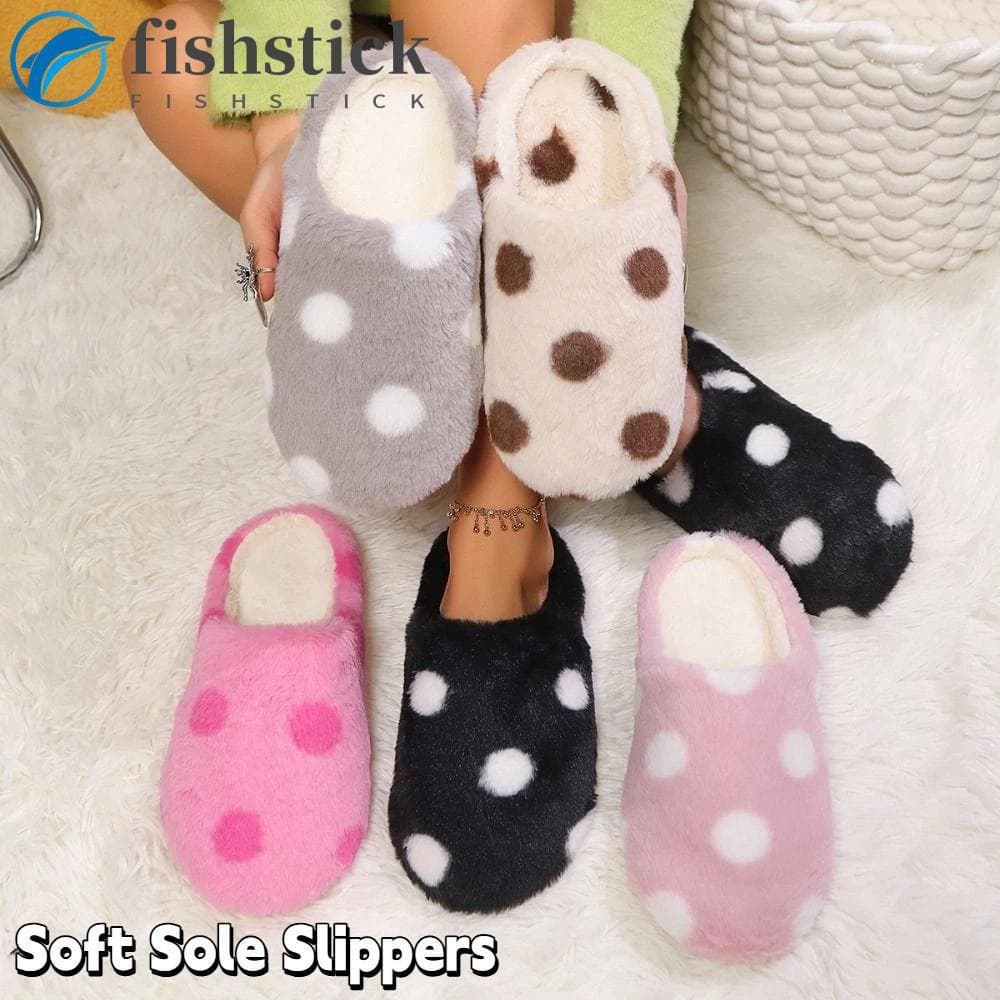 Chinelo De Pele Com Pontos FISHSTICKA , Chinelos Antiderrapantes De Pelúcia Sola Macia , Sapatos Baixos Casuais Leves Pa
