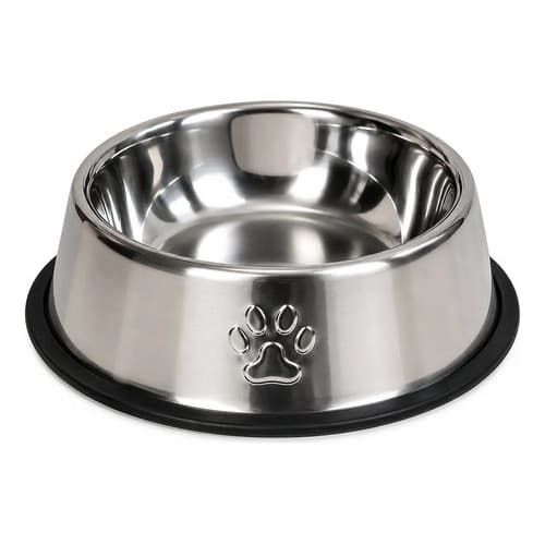 Comedouro Antiderrapante Médio Inox Cachorros Gatos 30cm