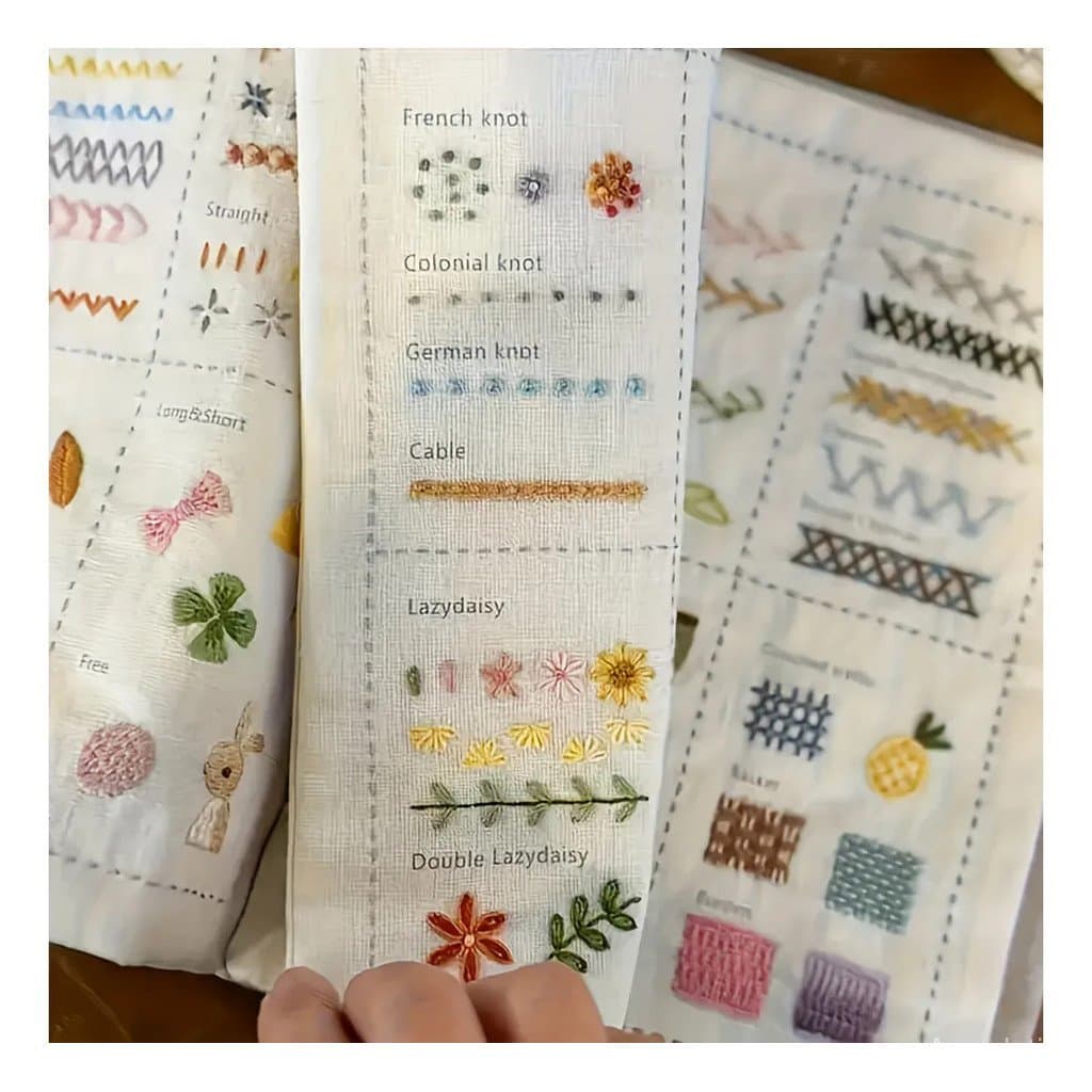 Livro De Ponto De Bordado De Linho , Kit De Prática Folhas Soltas Para Iniciantes