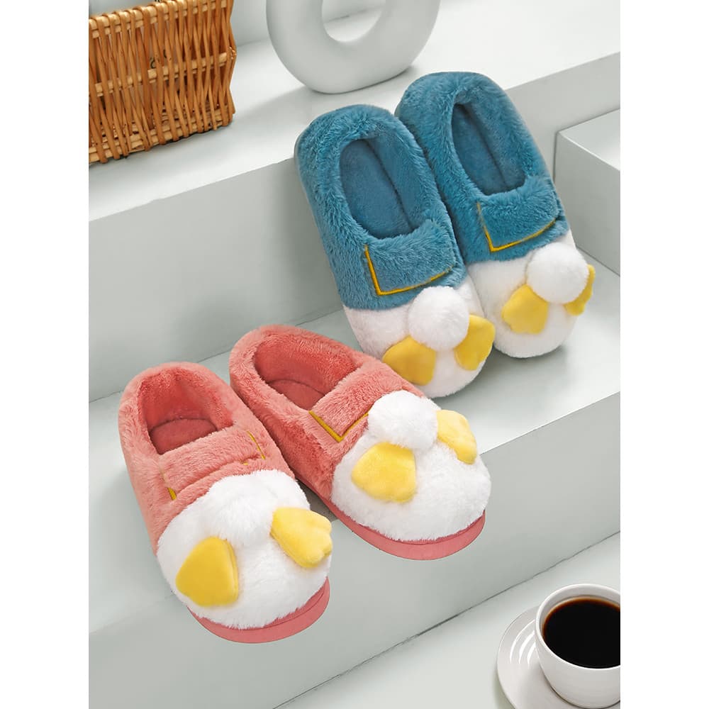 Chinelos de algodão feminino casais outono inverno interior casa de sola grossa velo quente antiderrapante pele S