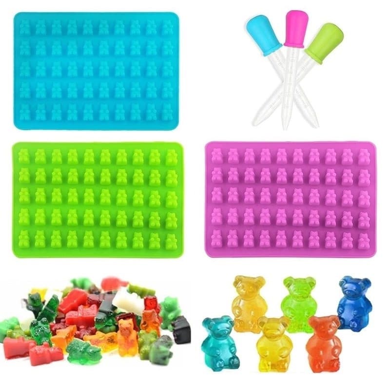 Molde de silicone de qualidade alimentar com 50 furos, adequado para fazer cubos de gelo de verão/balas de gelatina/deco