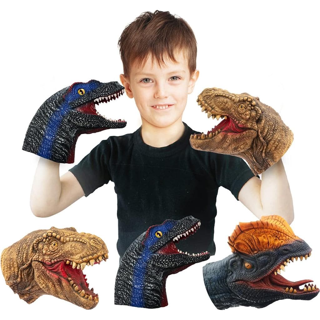 Yolococa Fantoches de Mão de Dinossauro, Conjunto de Brinquedos Realistas de Látex com Cabeça de Animal, Presente de Bri
