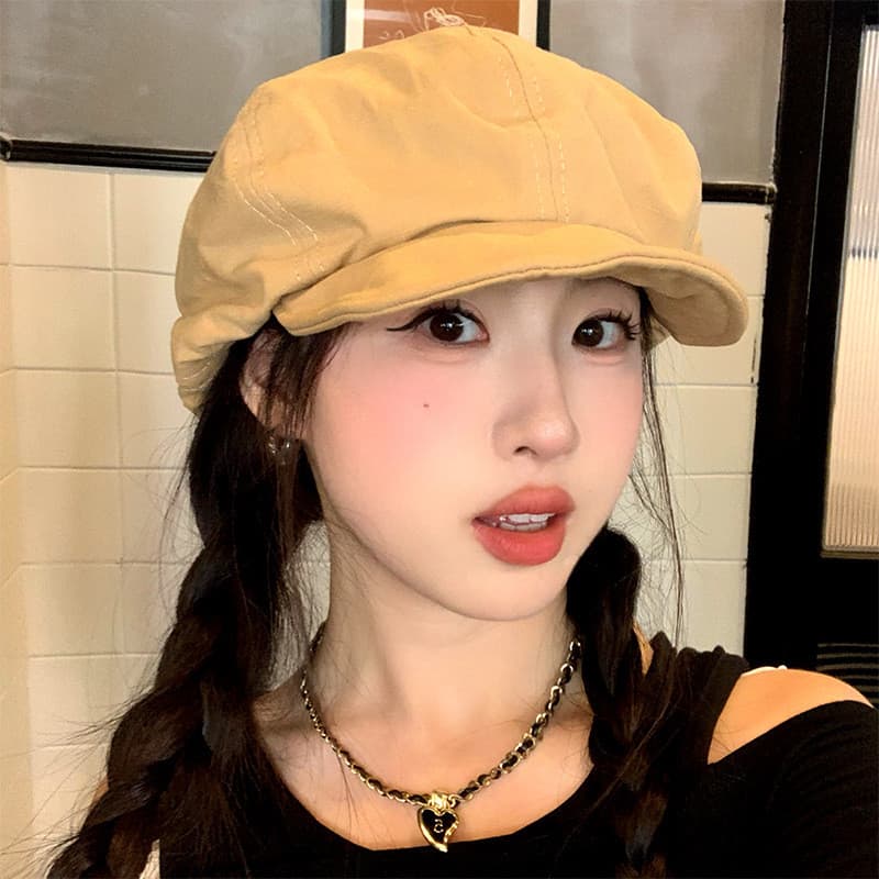 boné feminino boné Superfilme combinado de verão!Boina de pico feminina All-Match rosto pequeno estilo japonês grande