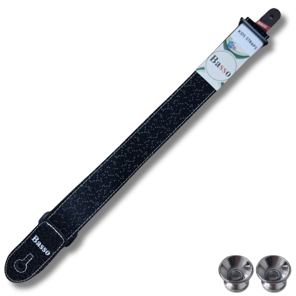 Kit Correia Infantil Violão 4cm Bk Holográfico + 2 Roldana