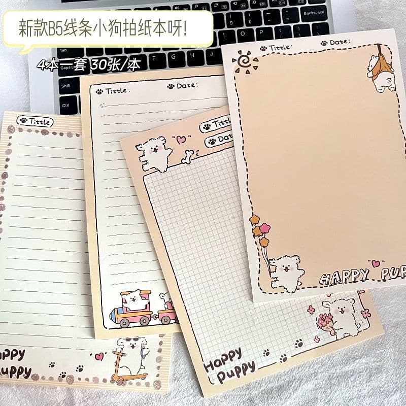 Ins Simple Line Puppy Cartoon Series Papel de tiro Tearable Student ins Bloco de notas de alto valor Bloco de notas B5 A