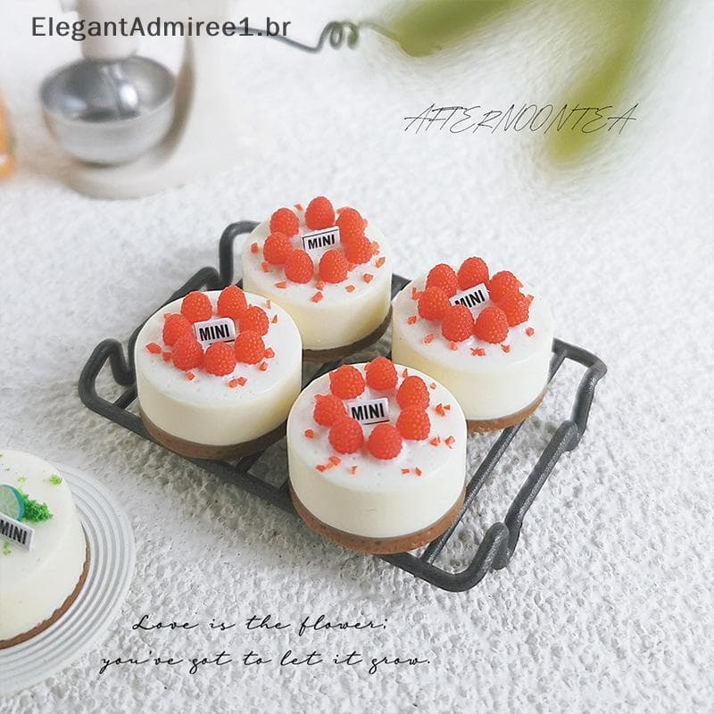 ELEGA 1 Pçs Casa De Bonecas Em Miniatura Simulação Argila Morango Bolo Frutas Mini Modelo Comida Para Boneca Acessórios