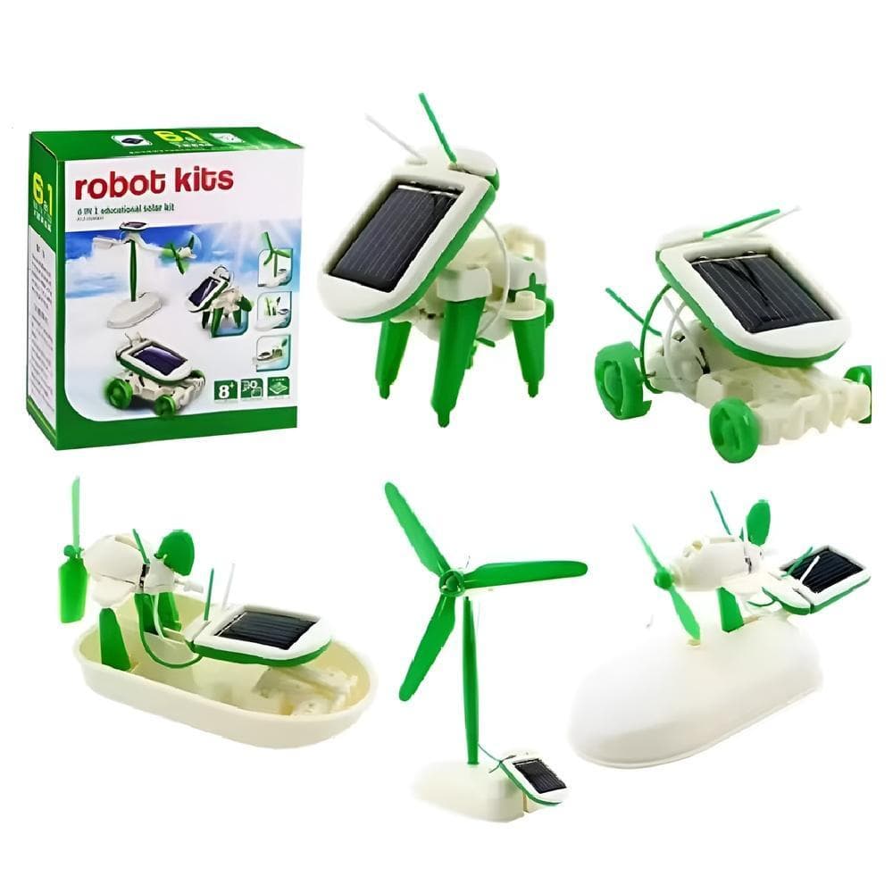 KIT MONTAGEM DE ROBO SOLAR 6 EM 1 ROBOTICA INICIANTE EDUCACIONAL CARRO AVIAO GEEK CRIANCA