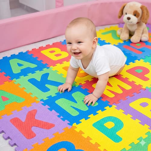 Tapete Pedagogico Eva Alfabeto Completo 26 Placas 30x30cm Colorido Alfabeto