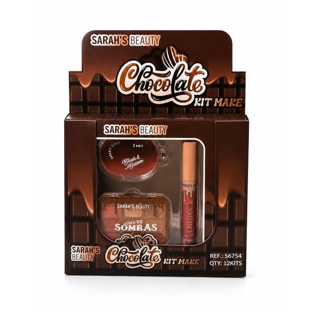 Kit Maquiagem Sarah's Beauty Chocolate 4 Peças