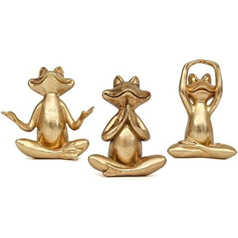 Estatuetas De Sapo Dourado Suoedd Decoração De Ioga Conjunto De 3 Estátuas Para Sala De Estar Moderna Mesa De Escritório