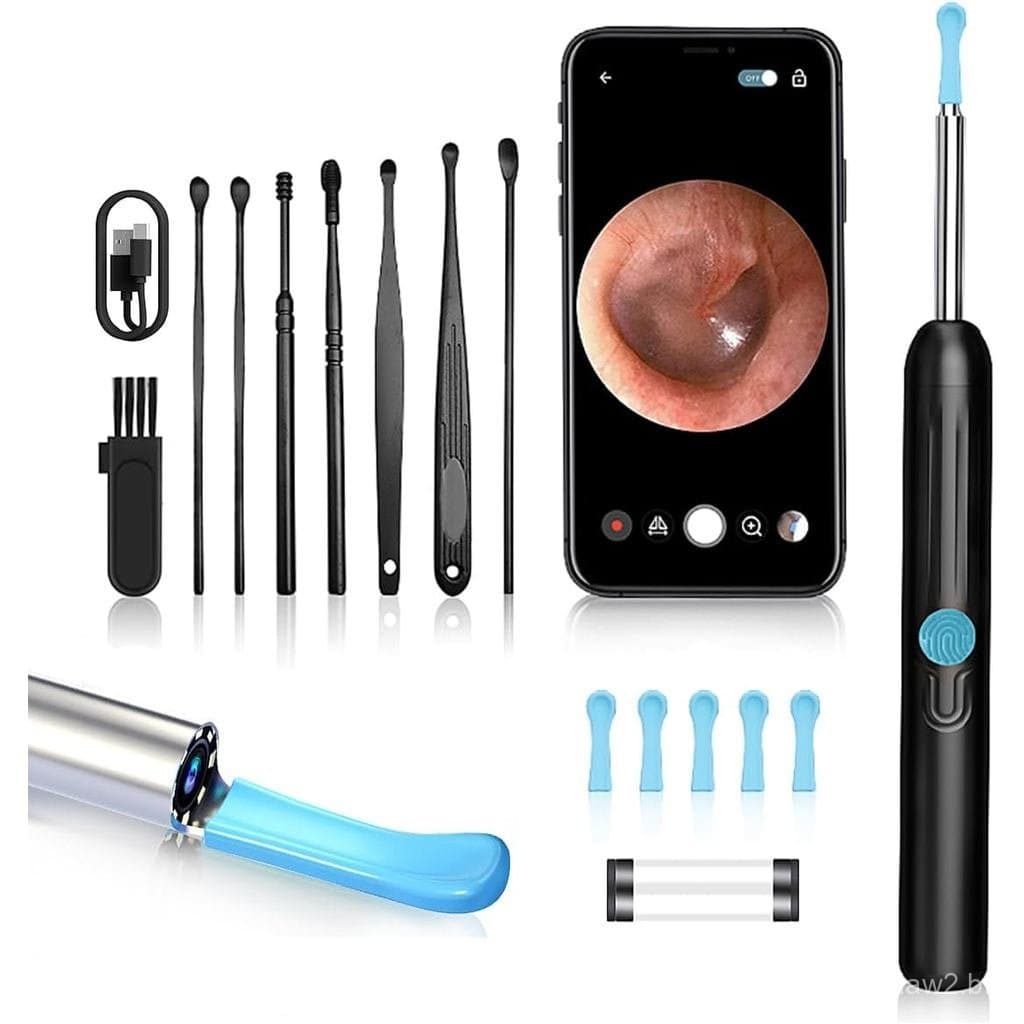 Kit de Remoção de Cera de Ouvido, Ferramentas de Remoção de Cera de Ouvido com Câmera HD 1080P e 6 Luzes LED, À Prova d'