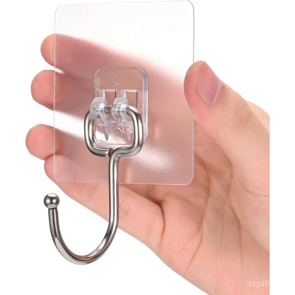 Ganchos Adesivos Grandes, Pacote com 12 Ganchos Adesivos para Pendurar Itens Pesados, Transparentes, Impermeáveis, Resis