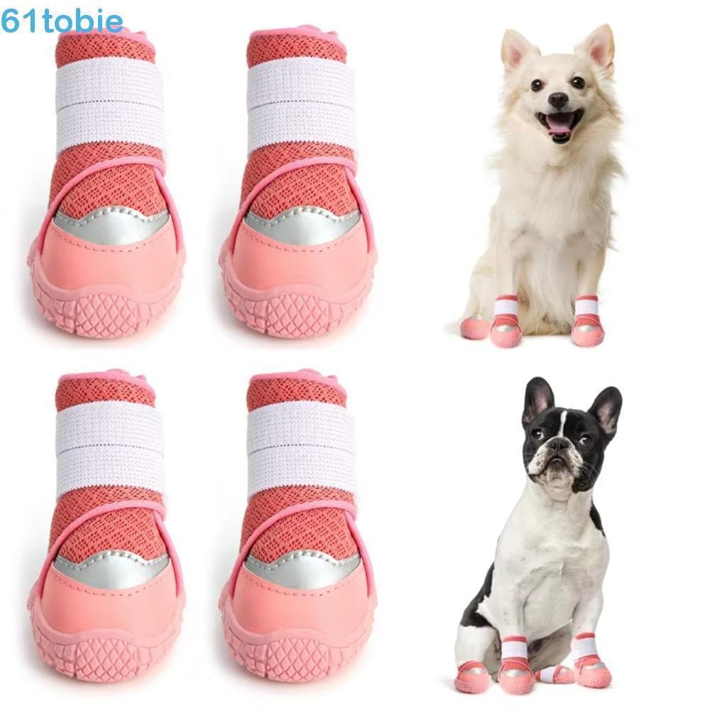 TOBIE 4 Unidades/Conjunto Sapatos Para Cães , Botas Respiráveis Resistentes Ao Desgaste Macios De Malha Antiderrapantes