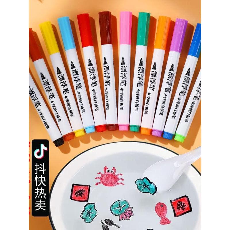 Caneta flutuante para pintura a água infantil, caneta flutuante para quadro branco, grande capacidade, apagável, Tik Tok