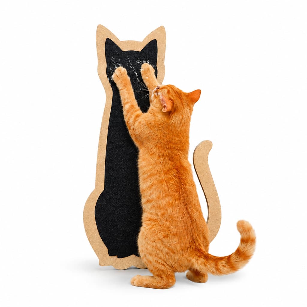 Arranhador Para Gatos De Parede Em Mdf Com Carpete Formato Gato Decorativo Premium Pet Casa Pet