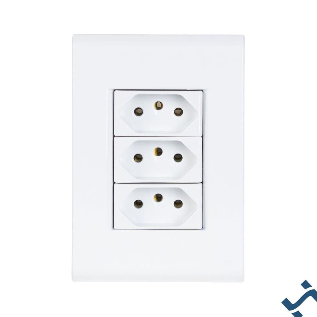 Kit com 20 Conjuntos 4x2 com 3 Tomadas 2P+T 20 A 250 V Tramontina Liz Branco