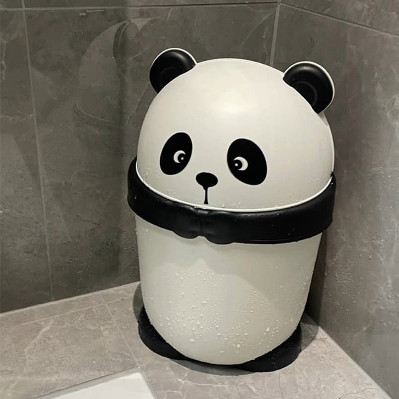 Panda lata de lixo cozinha do agregado familiar banheiro sala estar com tampa quarto Flip dos desenhos animados bonito c
