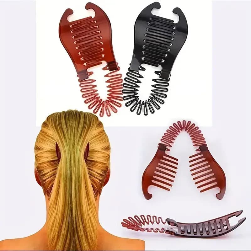 Elástico para tranças, presilha banana, presilha de cabelo com pente flexível, ferramenta de modelagem para rabo de cava