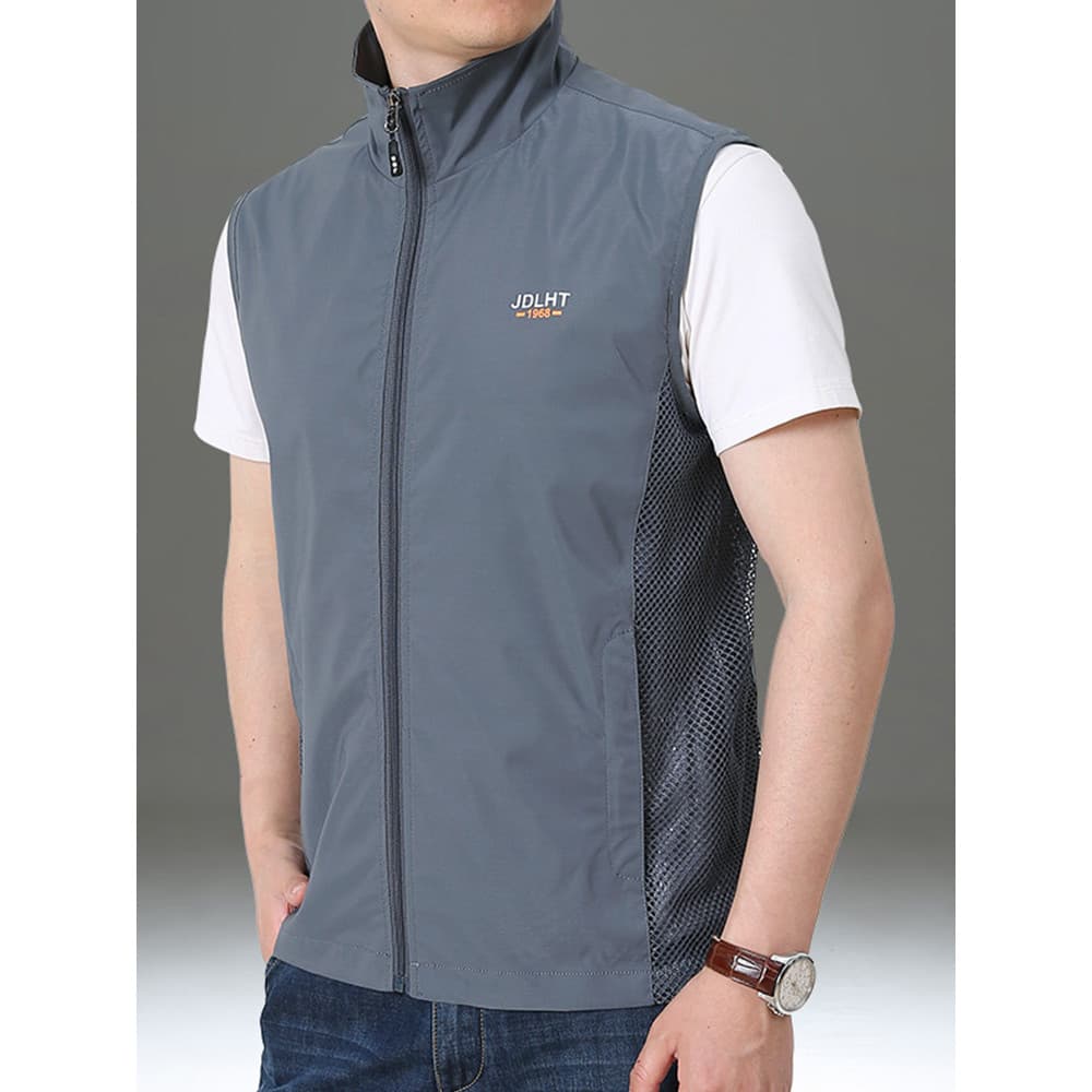 Colete masculino solto respirável Casual Workwear colete jaqueta primavera outono ao ar livre de secagem rápida colete v