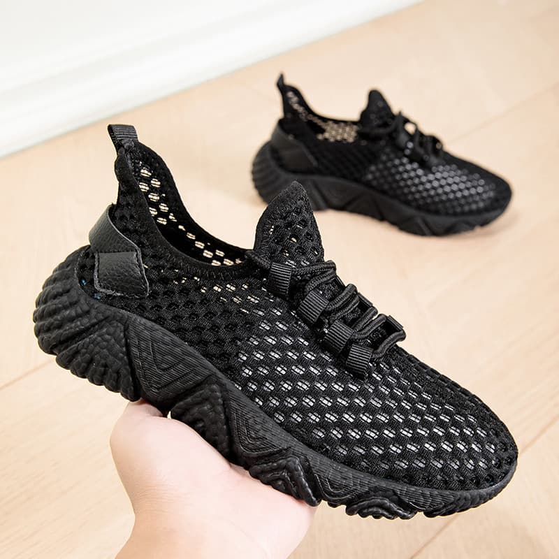 Todos os sapatos esportivos pretos dos homens novo estilo verão malha sapatos femininos respirável malha fina oco leve s
