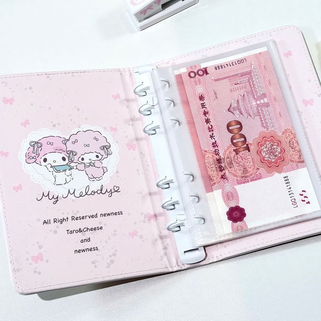 Novo estilo de alto valor rosa cordeiro A6 caderno de poupança de dinheiro PU fivela magnética à prova dwaterproof água