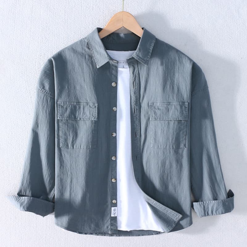 Sabaqi outono na moda roupas masculinas puro algodão Workwear bolso duplo grosso camisa de manga longa topo moda masculi